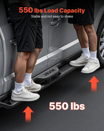 Running Boards, 6 Inches Side Steps Compatible with 2005-2023 Toyota Tacoma Double Cab, Black Carbon Steel Nerf Bars, 550 lbs Load Capacity, Wide Non-Slip Hollow Surface with Rustproof Coating
