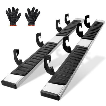 Trittbretter, 6-Zoll-Trittbretter, kompatibel mit 2007–2018 Chevy Silverado/GMC Sierra 1500 Crew Cab/2019 2500HD 3500HD 1500 LD, 201 Edelstahl-Seitentrittbretter, Nerf Bars, 500 Pfund Kapazität, 2er-Pack.