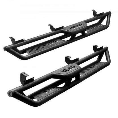 Running Boards, 6 Inches Side Steps Compatible with 2007-2018 Jeep Wrangler JK 4 Door, Black Carbon Steel Nerf Bars, 550 lbs Load Capacity, Wide Non-Slip Hollow Surface with Rustproof Coating
