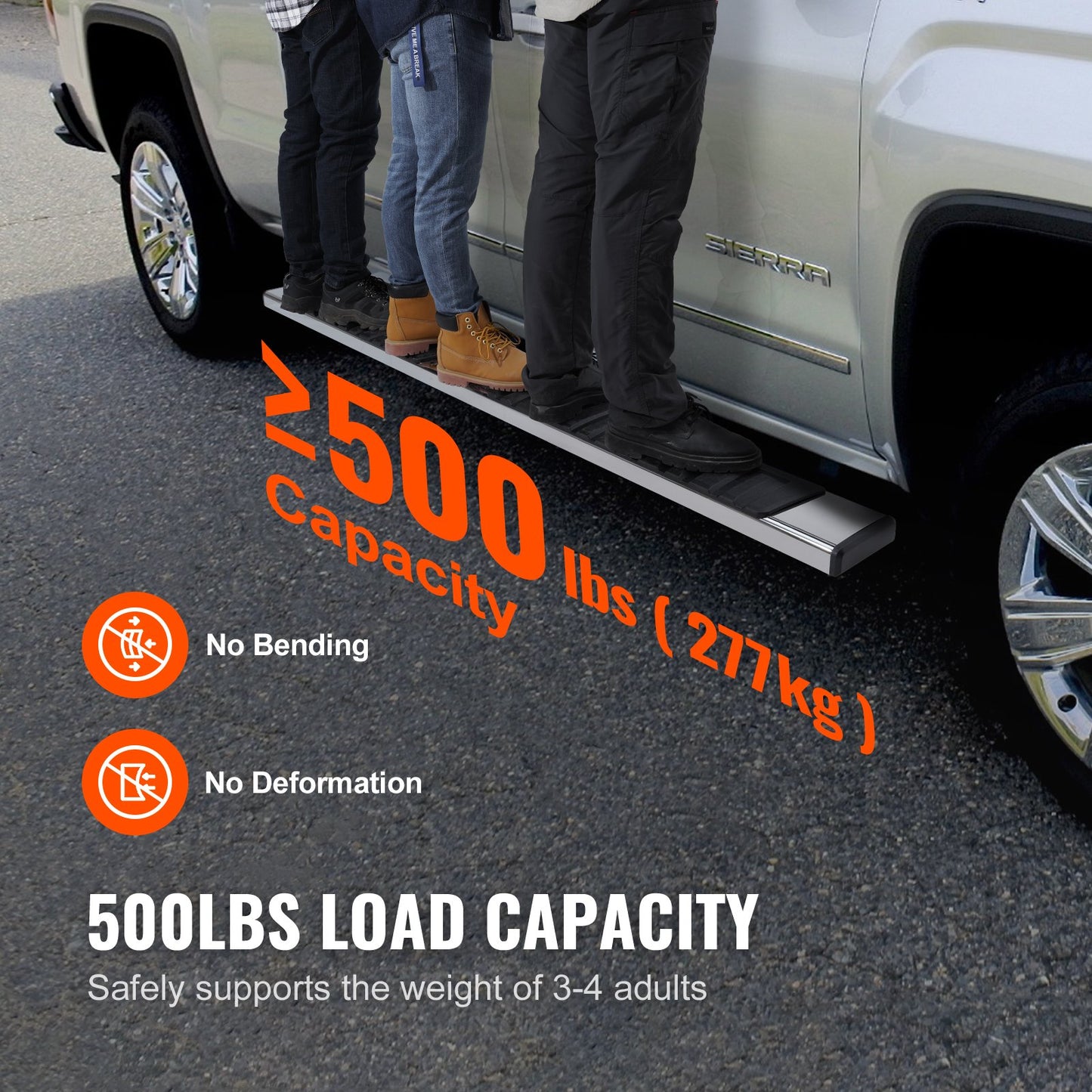 Running Boards, 6" Step Bars Compatible with 2009-2018 Dodge Ram 1500/2010-2023 Ram 2500/3500 (Includes 2019-2023 Classic) Crew Cab, 201 Stainless Steel Side Steps Nerf Bars, 500LBS, 2 PCS