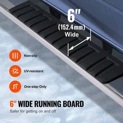 Running Boards, 6" Step Bars Compatible with 2009-2018 Dodge Ram 1500/2010-2023 Ram 2500/3500 (Includes 2019-2023 Classic) Crew Cab, 201 Stainless Steel Side Steps Nerf Bars, 500LBS, 2 PCS