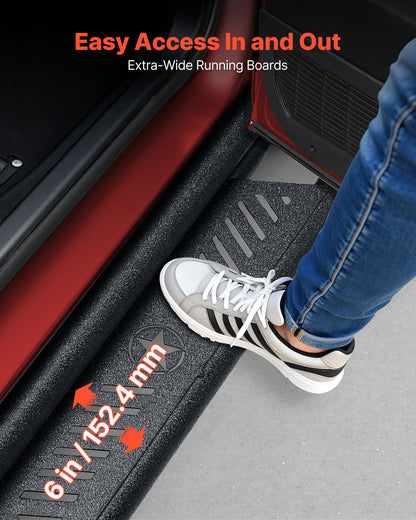 Running Boards, 6 Inches Side Steps Compatible with 2015-2025 Chevy Colorado/GMC Canyon Crew Cab, Black Carbon Steel Nerf Bars, 550 lbs Load Capacity, Non-Slip Hollow Surface Rustproof Coating