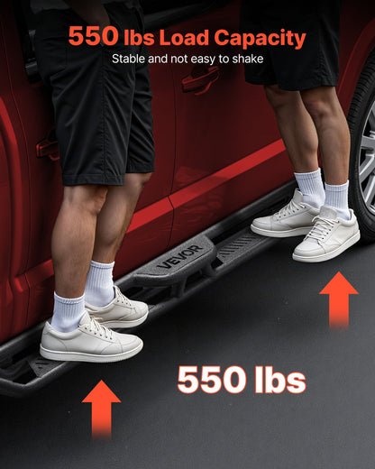 Running Boards, 6 Inches Side Steps Compatible with 2015-2025 Chevy Colorado/GMC Canyon Crew Cab, Black Carbon Steel Nerf Bars, 550 lbs Load Capacity, Non-Slip Hollow Surface Rustproof Coating