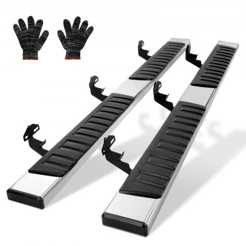 Running Boards, 6" Step Bars Compatible with 2015-2023 Ford F150-Crew Cab/2017-2023 Ford F-250 F-350 Super Duty Crew Cab, 201 Stainless Steel Side Steps Nerf Bars, 500LBS Capacity, 2 Piece