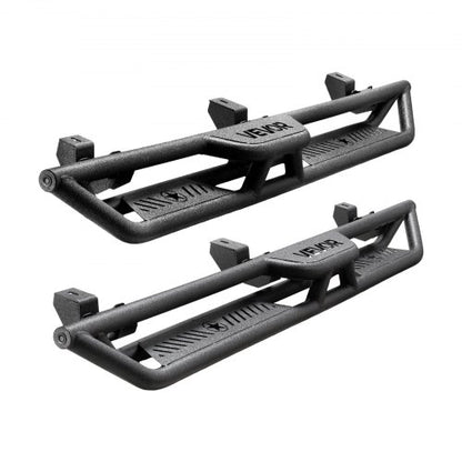 Running Boards, 6 Inches Side Steps Compatible with 2018-2025 Jeep Wrangler JL 4 Door, Black Carbon Steel Nerf Bars, 550 lbs Load Capacity, Wide Non-Slip Hollow Surface with Rustproof Coating