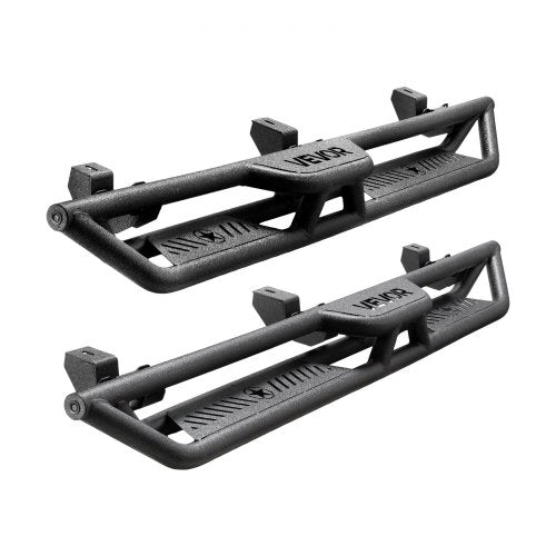 Running Boards, 6 Inches Side Steps Compatible with 2018-2025 Jeep Wrangler JL 4 Door, Black Carbon Steel Nerf Bars, 550 lbs Load Capacity, Wide Non-Slip Hollow Surface with Rustproof Coating