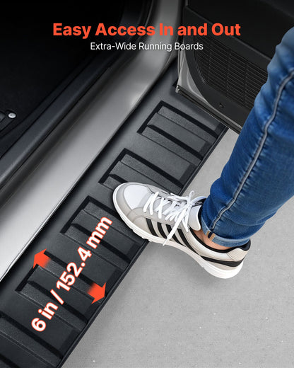 Running Boards, 6 Inches Side Steps Compatible with 2019-2025 Dodge Ram 1500 Crew Cab(Not Fit 2019-2025 1500 Classic), Black Aluminum Alloy Nerf Bars, 500 lbs Load Capacity, Non-Slip Textured Surface with Rustproof Coating