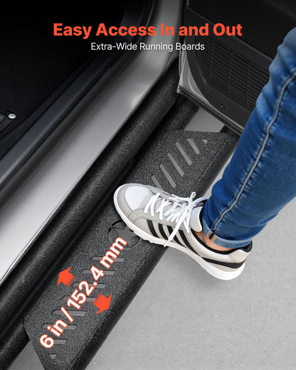 Running Boards, 6 Inches Side Steps Compatible with 2019-2025 Dodge Ram 1500 Crew Cab(Not Fit 2019-2025 1500 Classic), Black Carbon Steel Nerf Bars, 550 lbs Load Capacity, Wide Non-Slip Hollow Surface with Rustproof Coating