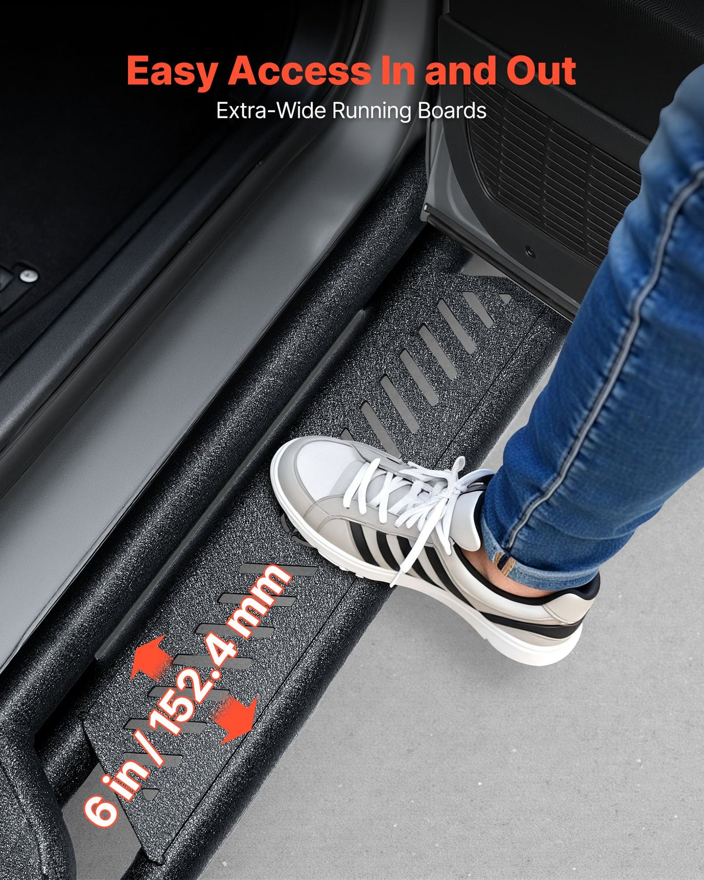 Running Boards, 6 Inches Side Steps Compatible with 2019-2025 Chevy Silverado/GMC Sierra 1500 Crew Cab, 2020-2025 Chevy Silverado/GMC Sierra 2500HD 3500HD Crew Cab, Black Carbon Steel Nerf Bars