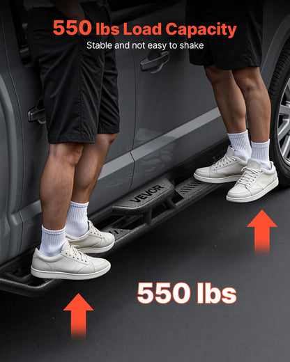 Running Boards, 6 Inches Side Steps Compatible with 2019-2025 Chevy Silverado/GMC Sierra 1500 Crew Cab, 2020-2025 Chevy Silverado/GMC Sierra 2500HD 3500HD Crew Cab, Black Carbon Steel Nerf Bars
