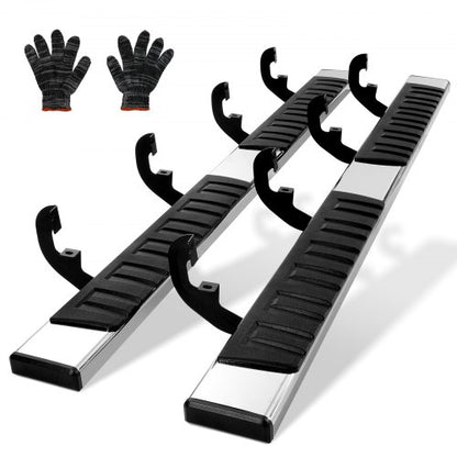 Running Boards, 6" Step Bars Compatible with 2019-2023 Chevy Silverado/GMC Sierra 1500/2020-2024 Silverado/Sierra 2500/3500HD Crew Cab, 201 Stainless Steel Side Steps Nerf Bars, 500LBS, 2 Piece