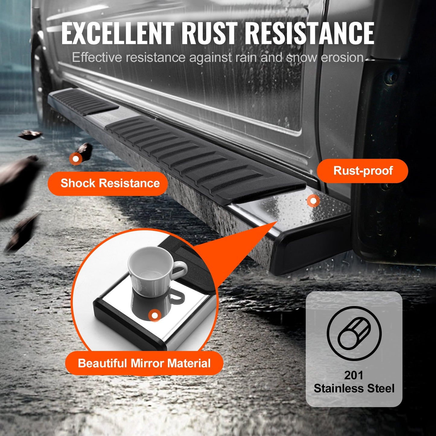 Running Boards, 6" Step Bars Compatible with 2019-2023 Chevy Silverado/GMC Sierra 1500/2020-2024 Silverado/Sierra 2500/3500HD Crew Cab, 201 Stainless Steel Side Steps Nerf Bars, 500LBS, 2 Piece