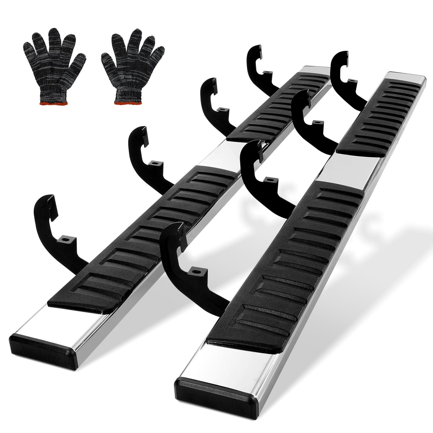 Löpbrädor, 6" stegstänger kompatibla med 2019-2023 Chevy Silverado/GMC Sierra 1500/2020-2024 Silverado/Sierra 2500/3500HD Crew Cab, 201 rostfria sidosteg Nerf-stänger, 2 stycken, 500 LBS