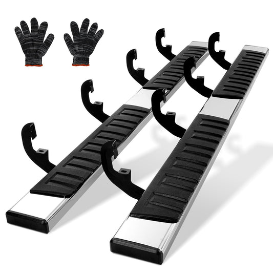 Löpbrädor, 6" stegstänger kompatibla med 2019-2023 Chevy Silverado/GMC Sierra 1500/2020-2024 Silverado/Sierra 2500/3500HD Crew Cab, 201 rostfria sidosteg Nerf-stänger, 2 stycken, 500 LBS