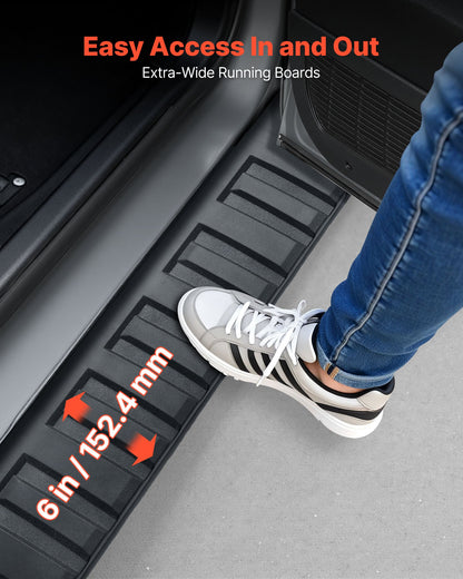Running Boards, 6 Inches Side Steps Compatible with 2019-2025 Chevy Silverado/GMC Sierra 1500 Crew Cab, 20-25 Chevy Silverado/GMC Sierra 2500HD 3500HD Crew Cab, Black Textured Aluminum Nerf Bars