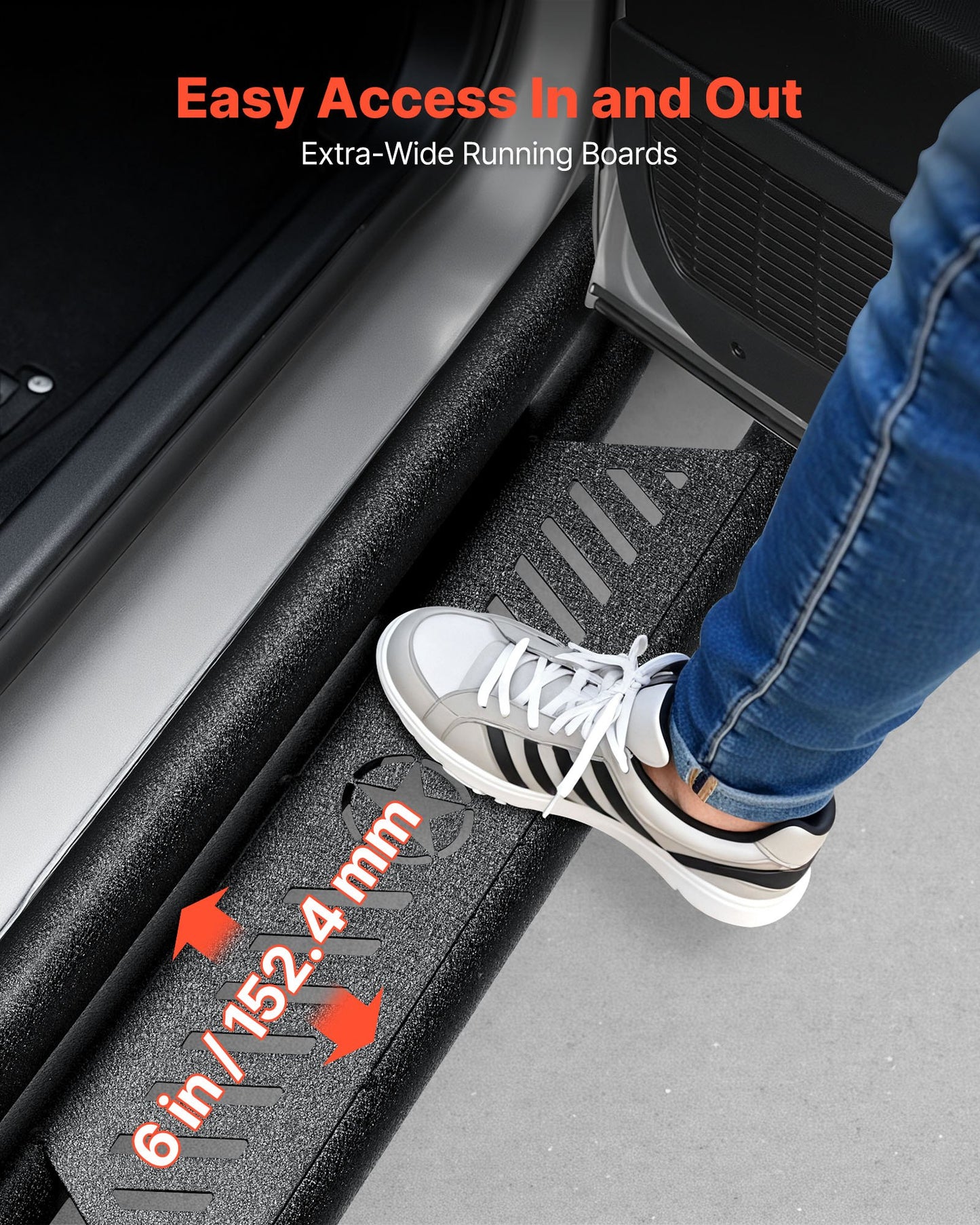 Running Boards, 6 Inches Side Steps Compatible with 2024-2025 Toyota Tacoma Double Cab, Black Carbon Steel Nerf Bars, 550 lbs Load Capacity, Wide Non-Slip Hollow Surface with Rustproof Coating