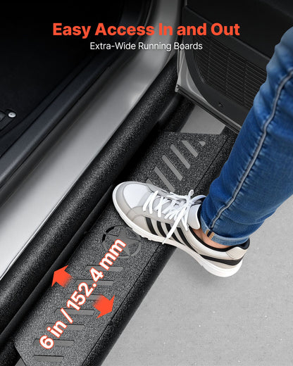 Running Boards, 6 Inches Side Steps Compatible with 2024-2025 Toyota Tacoma Double Cab, Black Carbon Steel Nerf Bars, 550 lbs Load Capacity, Wide Non-Slip Hollow Surface with Rustproof Coating
