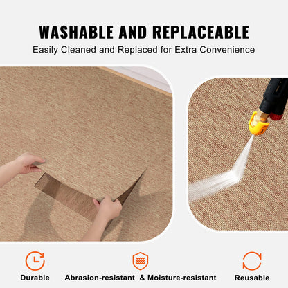 Wiederverwendbare Teppichfliesen, 50,8 x 50,8 cm, mit Polsterung, weich gepolsterte Teppichfliesen, einfache Installation zum Selbermachen für Schlafzimmer, Wohnzimmer, drinnen und draußen (16 Fliesen, dunkelbraun)