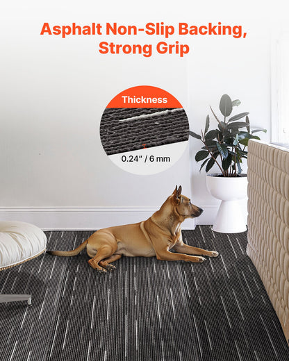 Carpet Tiles Reusable 24x24 inch, 24 PCS Modular Carpet Square Rug, Commercial Floor Soft Padded for Seamless Cover 96sq.ft, Easy DIY Replacement for Living Room Bedroom Office Indoor,Gray