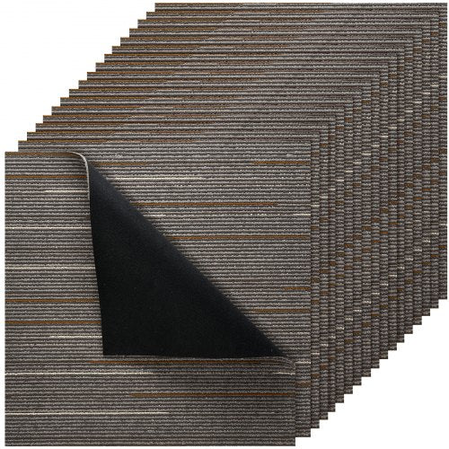 Carpet Tiles Reusable 24x24 inch, 24 PCS Modular Carpet Square Rug, Commercial Floor Soft Padded for Seamless Cover 96sq.ft, Easy DIY for Living Room Bedroom Office Indoor,Dark Brown