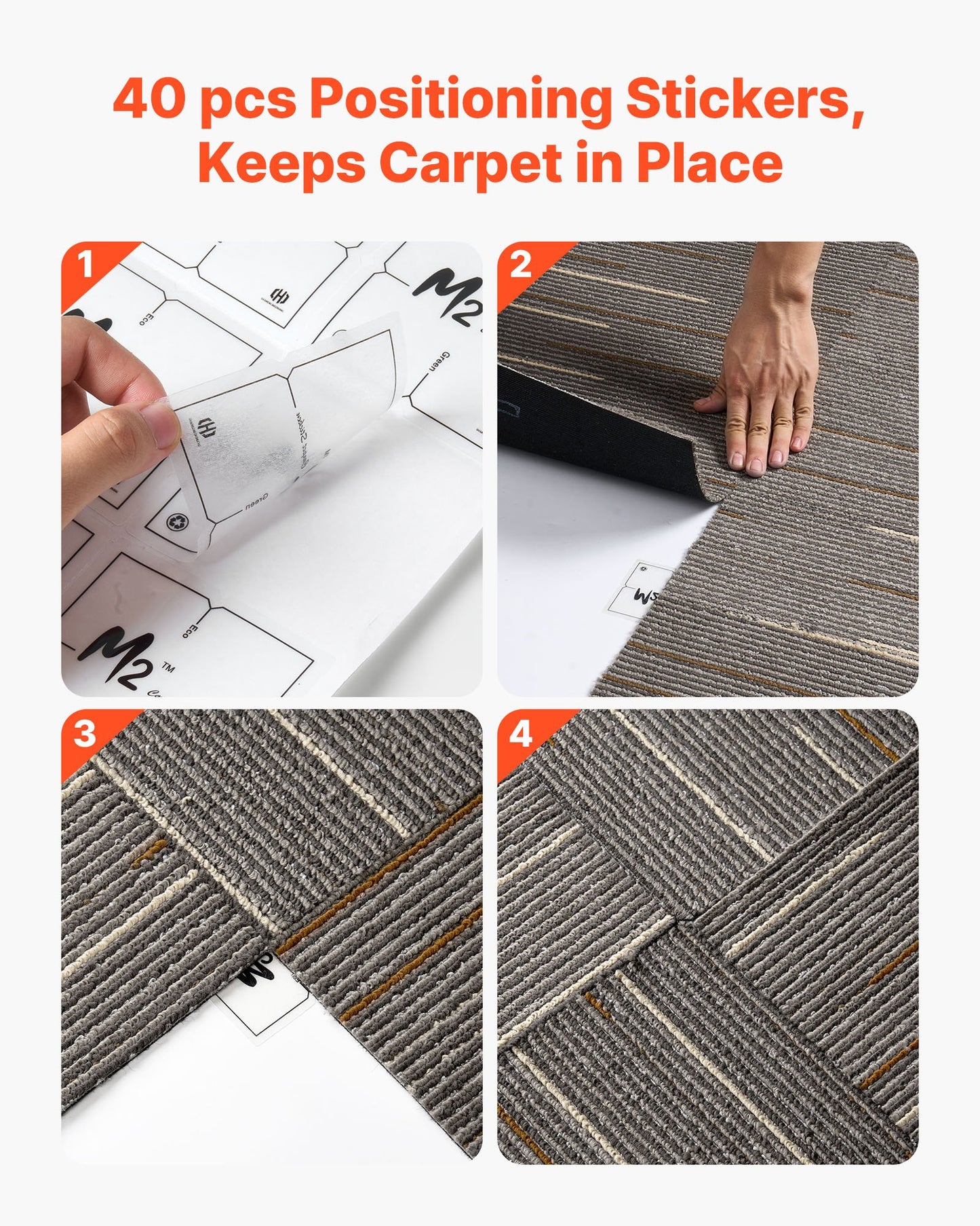 Carpet Tiles Reusable 24x24 inch, 24 PCS Modular Carpet Square Rug, Commercial Floor Soft Padded for Seamless Cover 96sq.ft, Easy DIY for Living Room Bedroom Office Indoor,Dark Brown