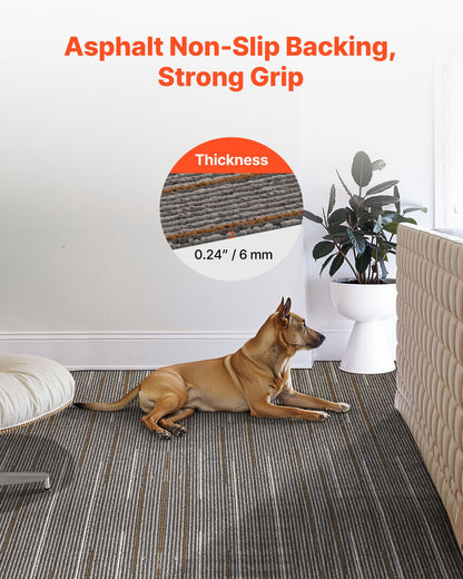 Carpet Tiles Reusable 24x24 inch, 24 PCS Modular Carpet Square Rug, Commercial Floor Soft Padded for Seamless Cover 96sq.ft, Easy DIY for Living Room Bedroom Office Indoor,Dark Brown