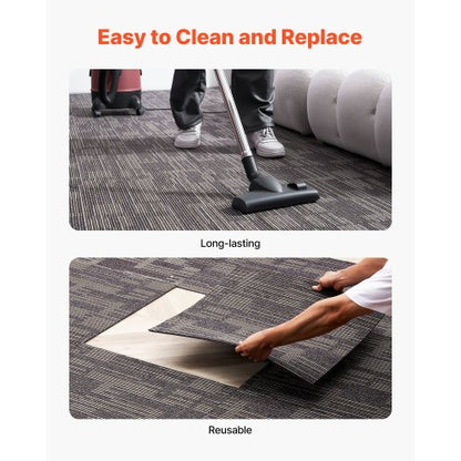 Mattplattor Återanvändbara 610x610 mm, 24 ST Modulär Matta Fyrkantig Matta, Kommersiell Golv Mjuk Vaddering För Sömlöst Överdrag 8,9㎡, Enkelt Gör-det-själv-Ersättning För Vardagsrum Sovrum Inomhus, Grå & Brun |  EU