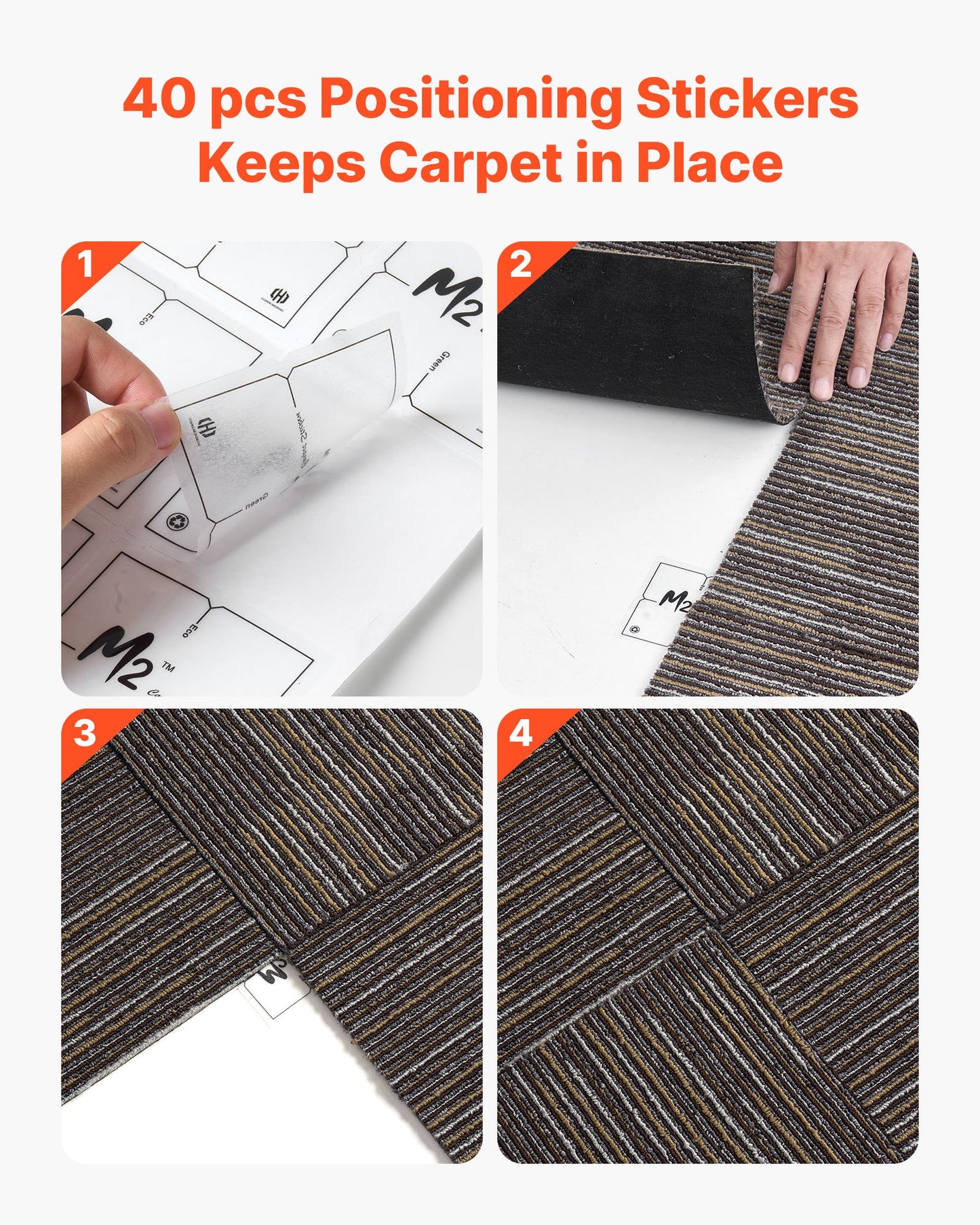 Carpet Tiles Reusable 24x24 inch, 24 PCS Modular Carpet Square Rug, Commercial Floor Soft Padded for Seamless Cover 96sq.ft², Easy DIY for Living Room Bedroom Office Indoor,Gray & Brown