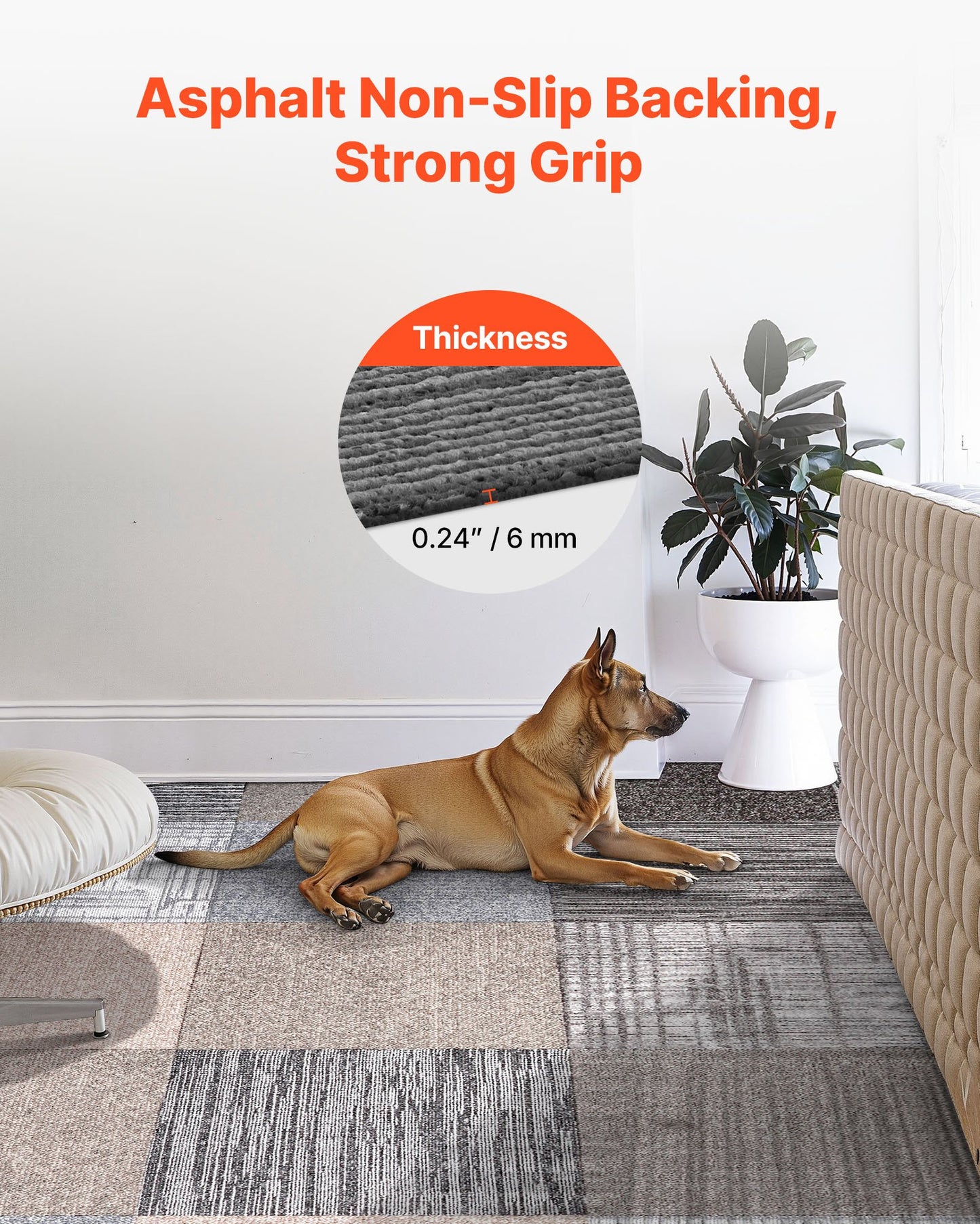 Carpet Tiles Reusable 20x20 inch, 24 PCS Modular Carpet Square Rug, Commercial Floor Soft Padded for Seamless Cover 66.6sq.ft, Easy DIY Replacement for Living Room Bedroom Indoor,Multicolor