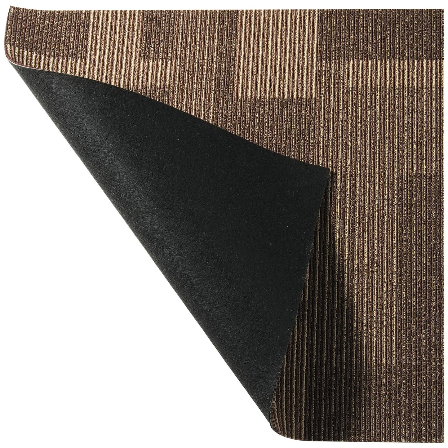 Wiederverwendbare Teppichfliesen, 61 x 61 cm große Teppichfliesen mit angebrachter Polsterung, weich gepolsterte Teppichfliesen, einfache DIY-Installation für Wohnzimmer und Schlafzimmer (24 Fliesen, gemischtes Braun)
