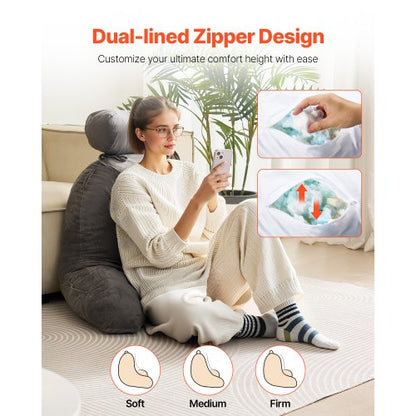Lesekissen, großes Bettkissen mit abnehmbarer Kopfstütze und waschbarem Stoff