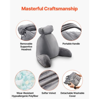 Lesekissen, großes Bettkissen mit abnehmbarer Kopfstütze und waschbarem Stoff