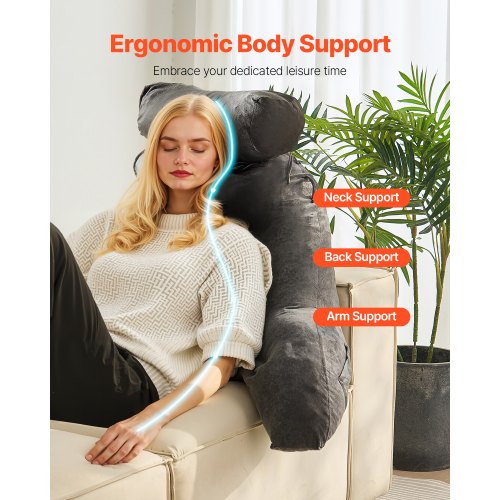 Lesekissen, großes Bettkissen mit abnehmbarer Kopfstütze und waschbarem Stoff