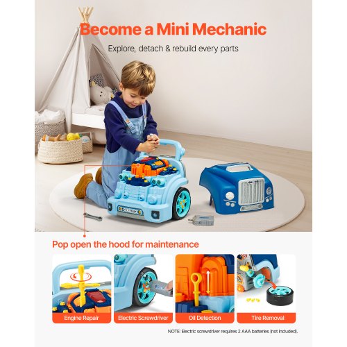 Motorleksak Barnmekaniker Bilreparationsset med Avtagbara Delar Blå |  EU