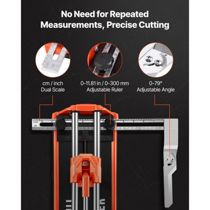 430 mm manuell kakelskärare för väggar och polerade kakel, dubbla skenor för exakt skärning, volframkarbidhjul, halkfritt handtag, tryckstång med förskjutningsskydd, exakta snitt för proffs och nybörjare |  EU