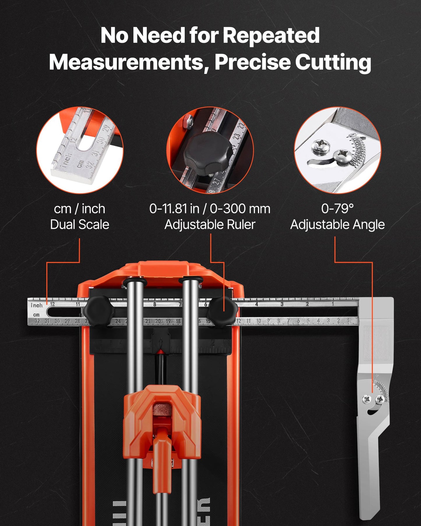 17-Inch Manual Tile Cutter for Wall & Polished Tiles,Double Rails for Precise Cutting, Tungsten Carbide Wheel,Non-Slip Handle,Anti-Displacement Pressure Rod,Precise Cuts for Pros & Beginners