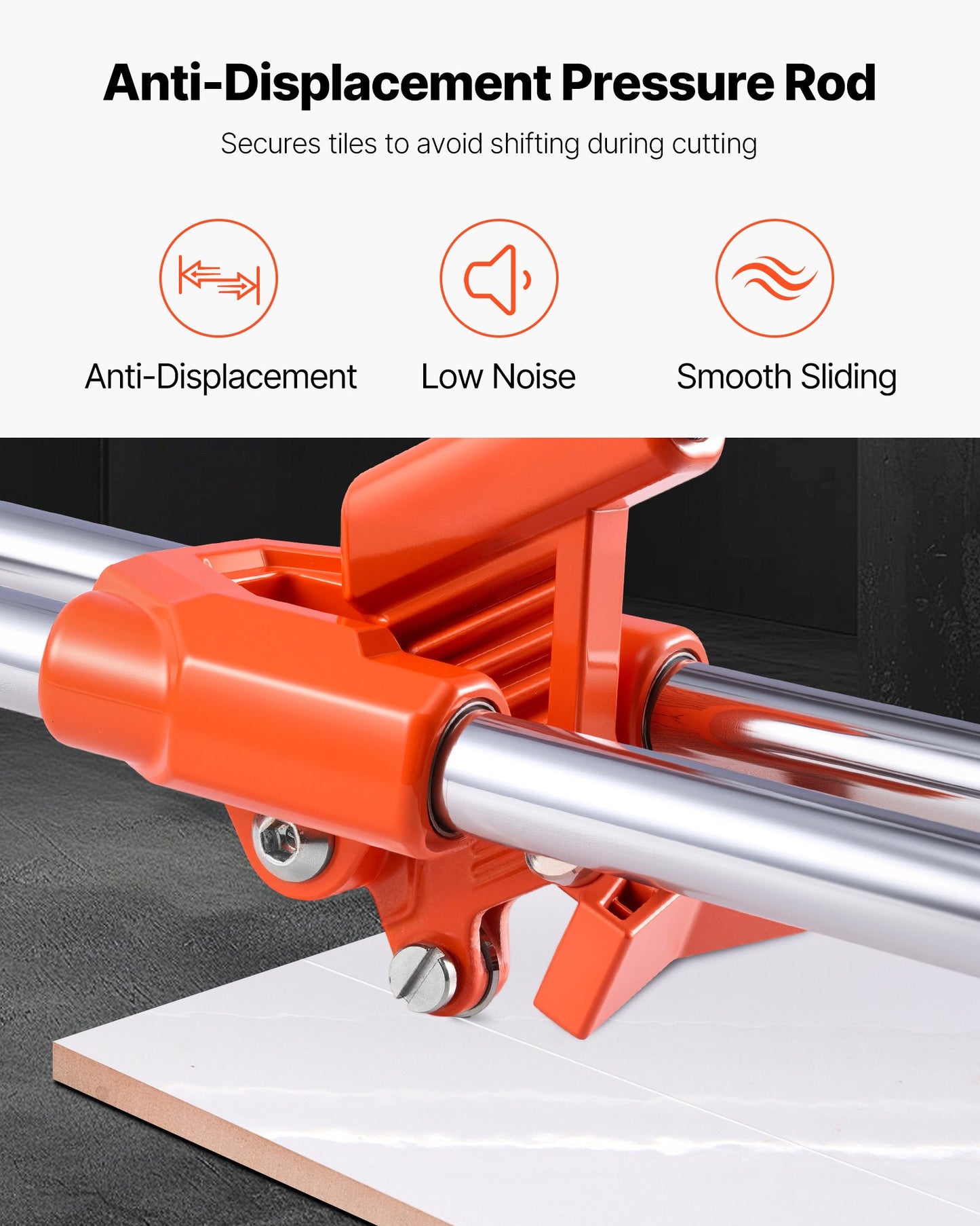 17-Inch Manual Tile Cutter for Wall & Polished Tiles,Double Rails for Precise Cutting, Tungsten Carbide Wheel,Non-Slip Handle,Anti-Displacement Pressure Rod,Precise Cuts for Pros & Beginners