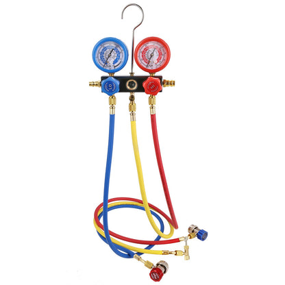 1/5 HP 3.5 CFM AC Vacuum Pump and Gauge Set, Single Stage Rotary Vane HVAC Air Vacuum Pump A/C Refrigerant Kit Manifold Gauge Set, with Three-Color Hose Carry Bag, Applicable to R134a, R410a