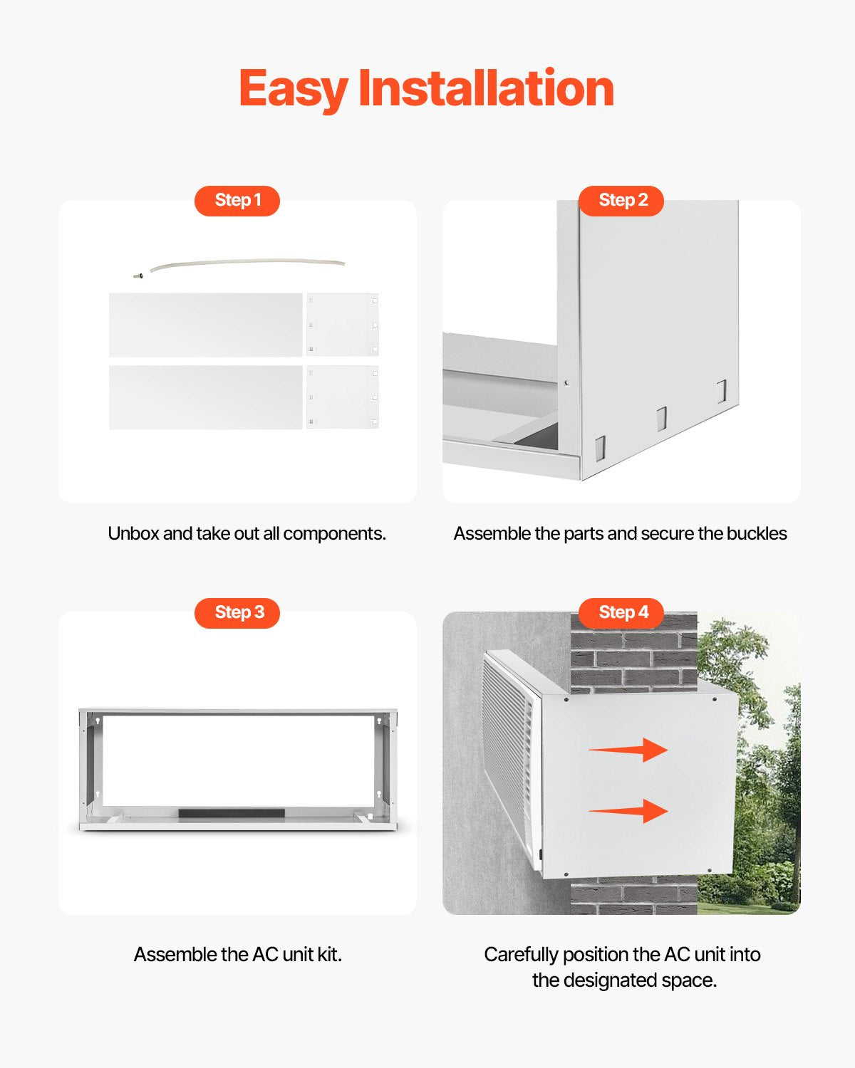 Air Conditioner Wall Sleeve, 42 in Through the Wall Air Conditioner Sleeve, Wall Sleeve, Compatible with Most Brands of Through the Wall AC, Durable and Weather-Resistant Insulation Accessories