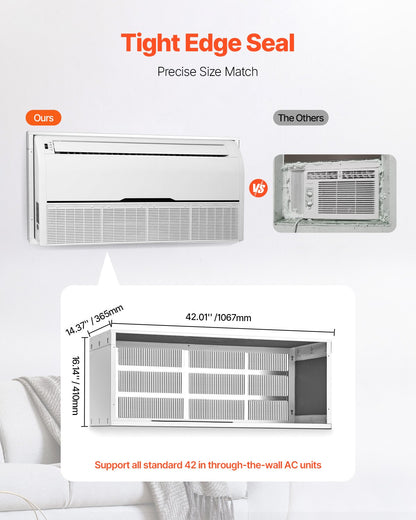 Air Conditioner Wall Sleeve, 42 in Through the Wall Air Conditioner Sleeve, Exterior Grille, Wall AC Sleeve, Fit Most Brands of Through the Wall Air Conditioner, Durable and Weather-Resistant