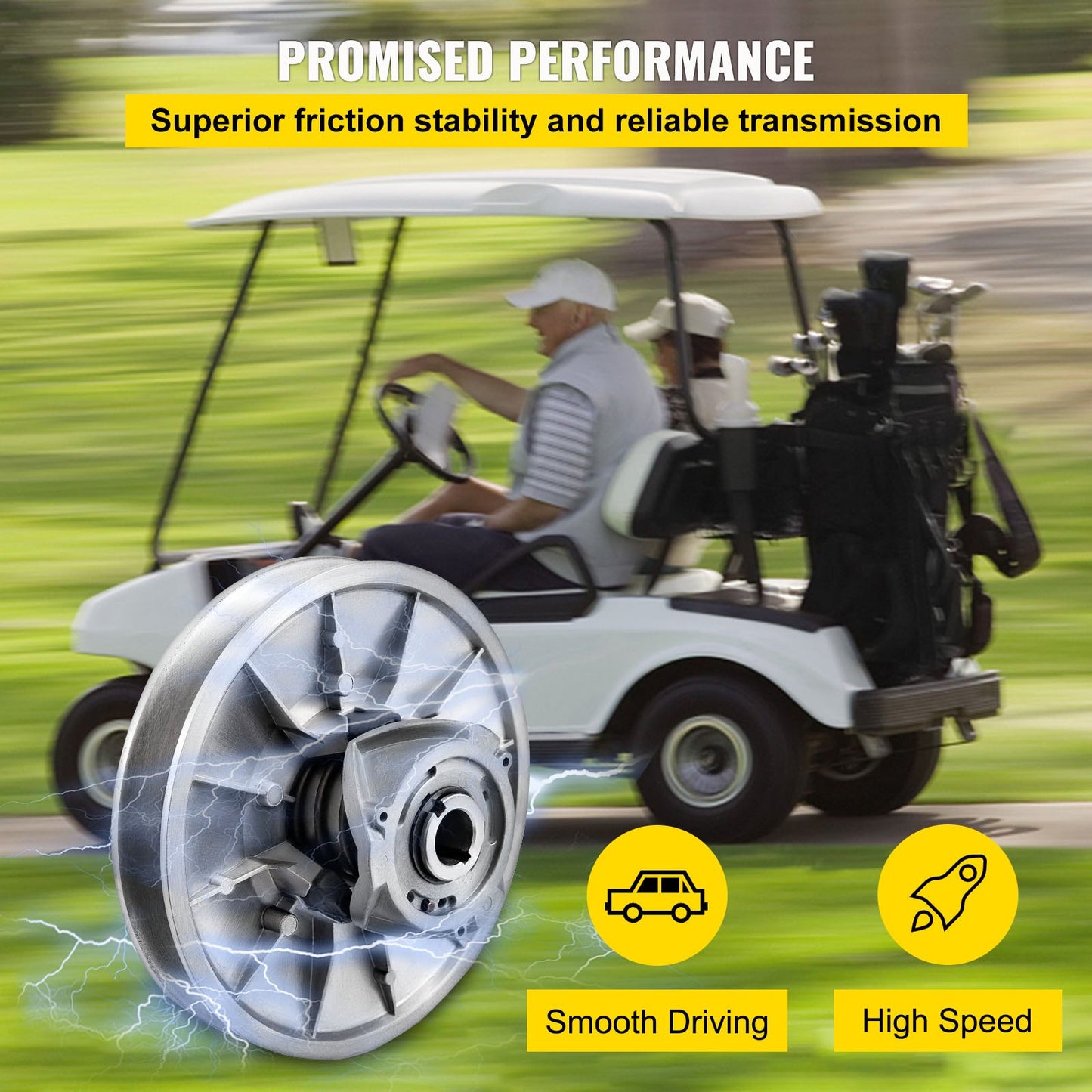 Golf Cart High Torque Driven Clutch for Club Car DS & Precedent 1997 to Up Club Car 4-Cycle Gas Golf Cart Model, Silver