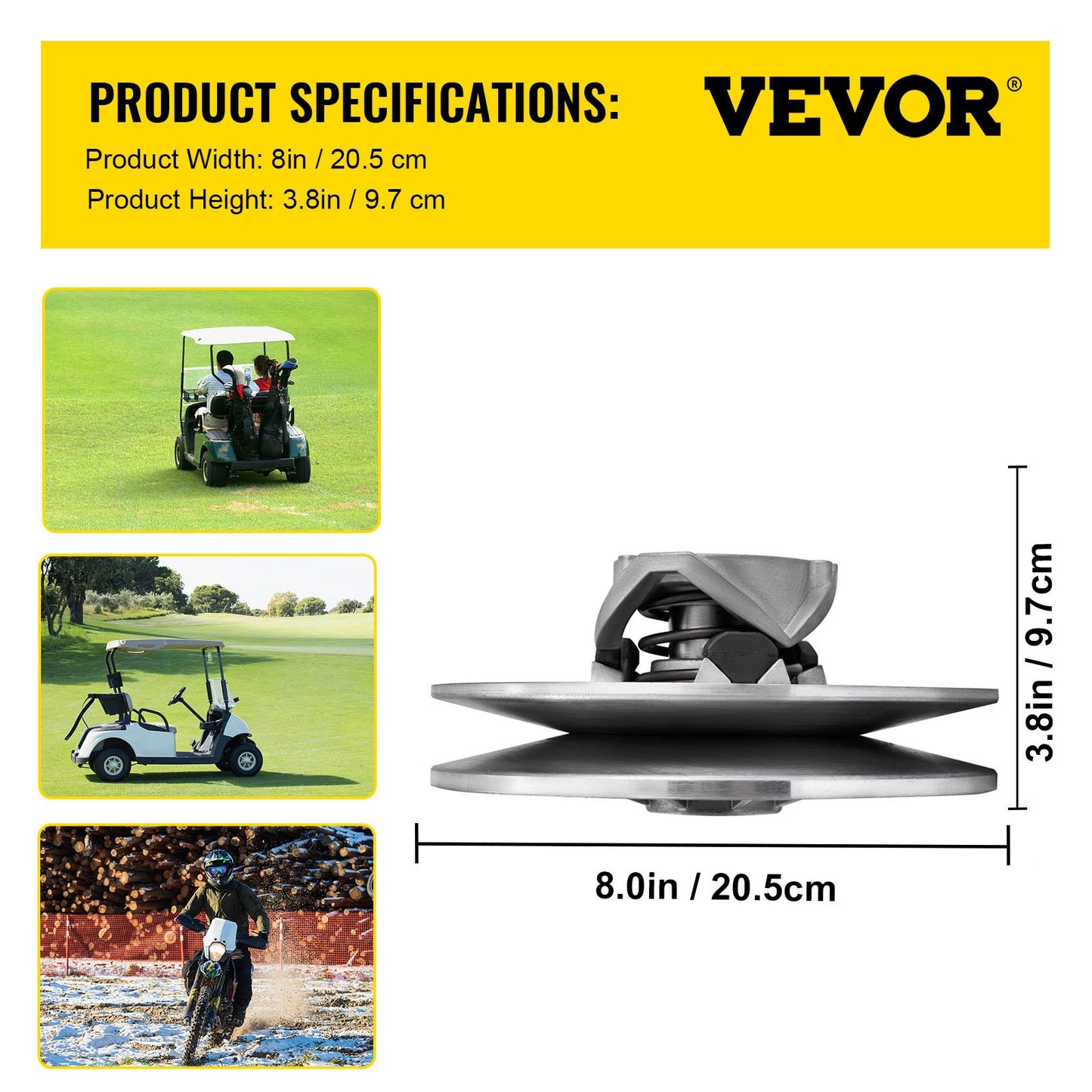 Golf Cart High Torque Driven Clutch for Club Car DS & Precedent 1997 to Up Club Car 4-Cycle Gas Golf Cart Model, Silver