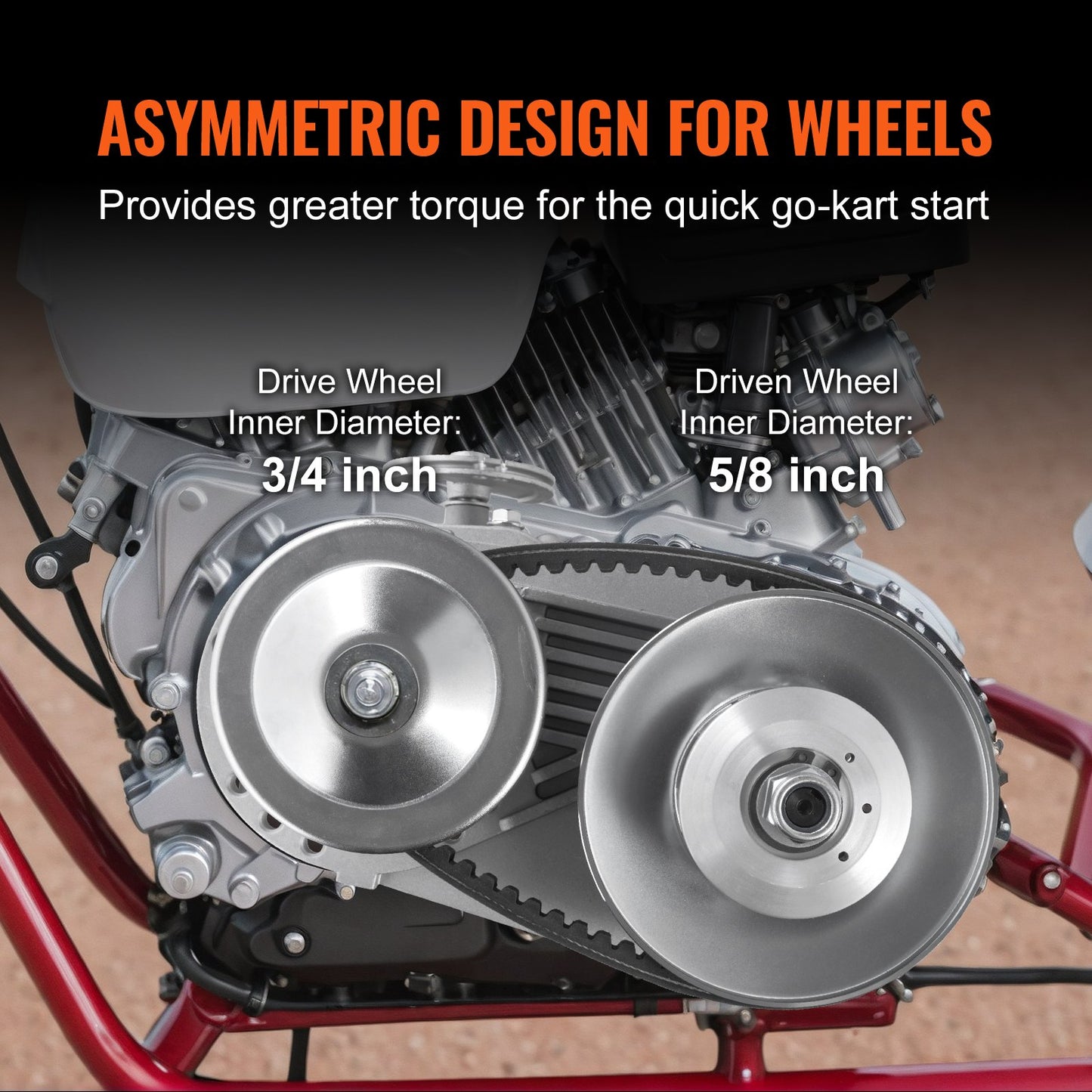 Drive Clutch, 2-8HP Engine, 2000 RPM High-Strength Drive Clutch with Asymmetric Designed Wheels & Robust Rubber Belt, Sturdy & Durable Clutch with Full Accessories, Fit for Various Engines