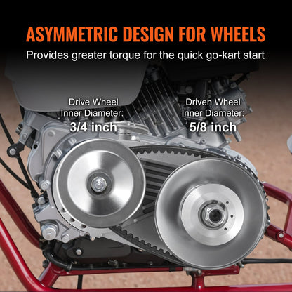 Drive Clutch, 2-8HP Engine, 2000 RPM High-Strength Drive Clutch with Asymmetric Designed Wheels & Robust Rubber Belt, Sturdy & Durable Clutch with Full Accessories, Fit for Various Engines