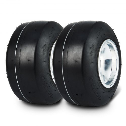 Go Kart Tires and Rims, 10x4.5-5" Go Kart Wheels, 2-Pack Front Wheels, Aluminum Alloy Rims and Rubber Tires, Hub-Rim Fit Bolt Pattern 1.57 inch with 3 Bolt Holes, Replacement Pneumatic Tire