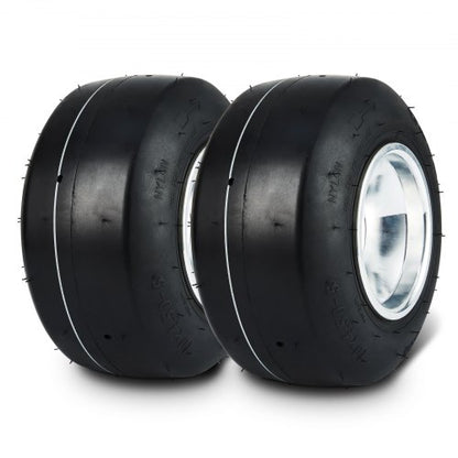 Go Kart Tires and Rims, 10x4.5-5" Go Kart Wheels, 2-Pack Front Wheels, Aluminum Alloy Rims and Rubber Tires, Hub-Rim Fit Bolt Pattern 1.57 inch with 3 Bolt Holes, Replacement Pneumatic Tire