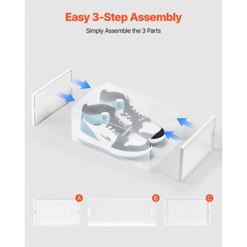 Skoförvaringslådor 12-pack Stapelbara förvaringsorganisatörer US-storlek 11 Vita