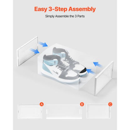 Skoförvaringslådor 12-pack Stapelbara förvaringsorganisatörer US-storlek 11 Vita