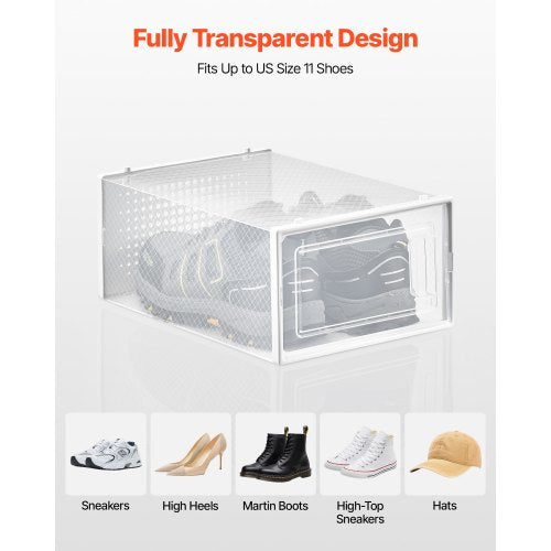 Skoförvaringslådor 12-pack Stapelbara förvaringsorganisatörer US-storlek 11 Vita