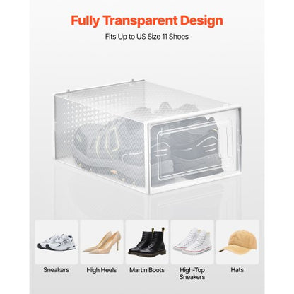 Skoförvaringslådor 12-pack Stapelbara förvaringsorganisatörer US-storlek 11 Vita